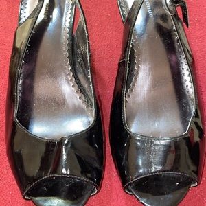 Black open toe heels